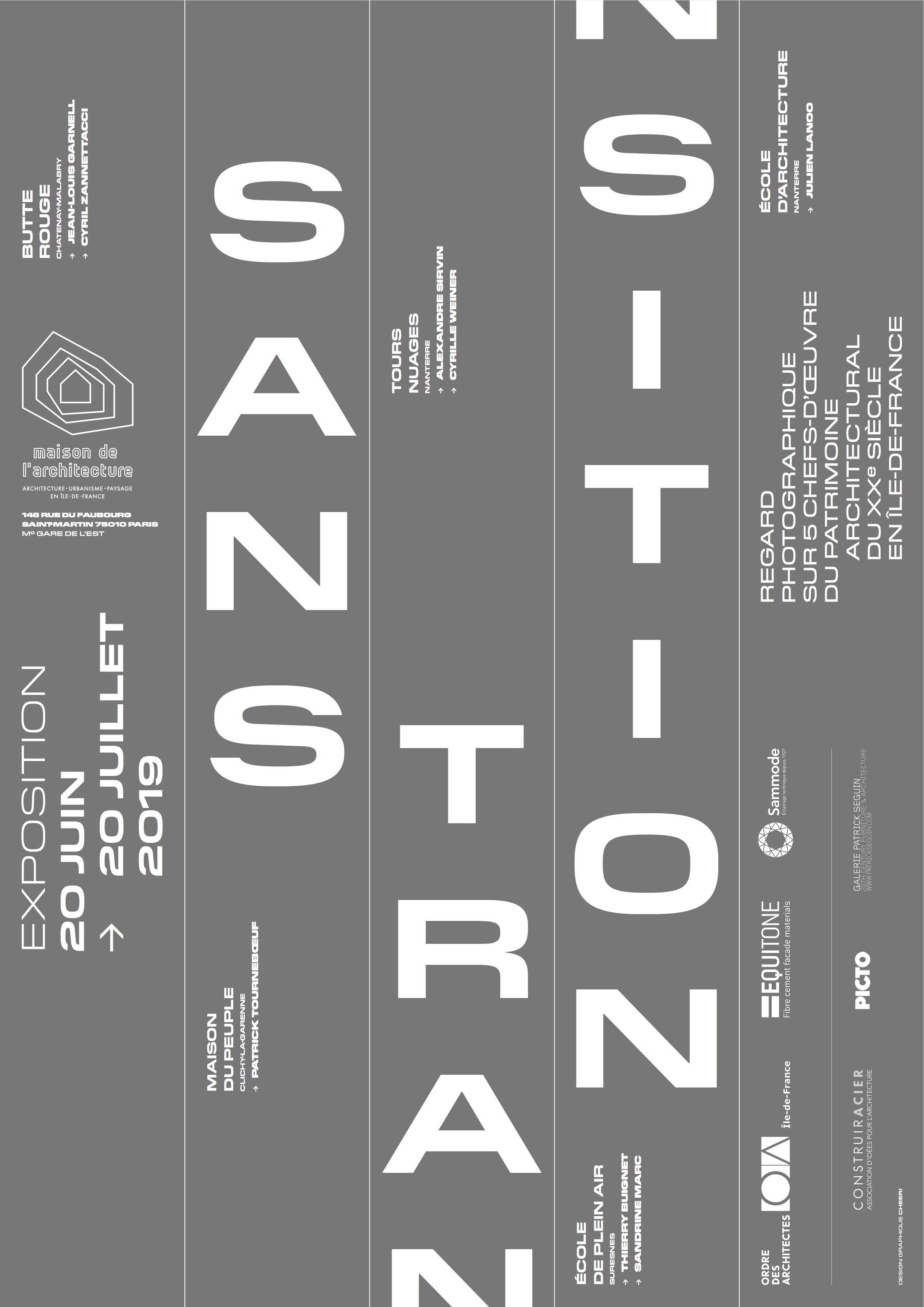 Vernissage de l'exposition "Sans Transition" à la Maison de l'architecture du 20 juin au 20 juillet 2019.