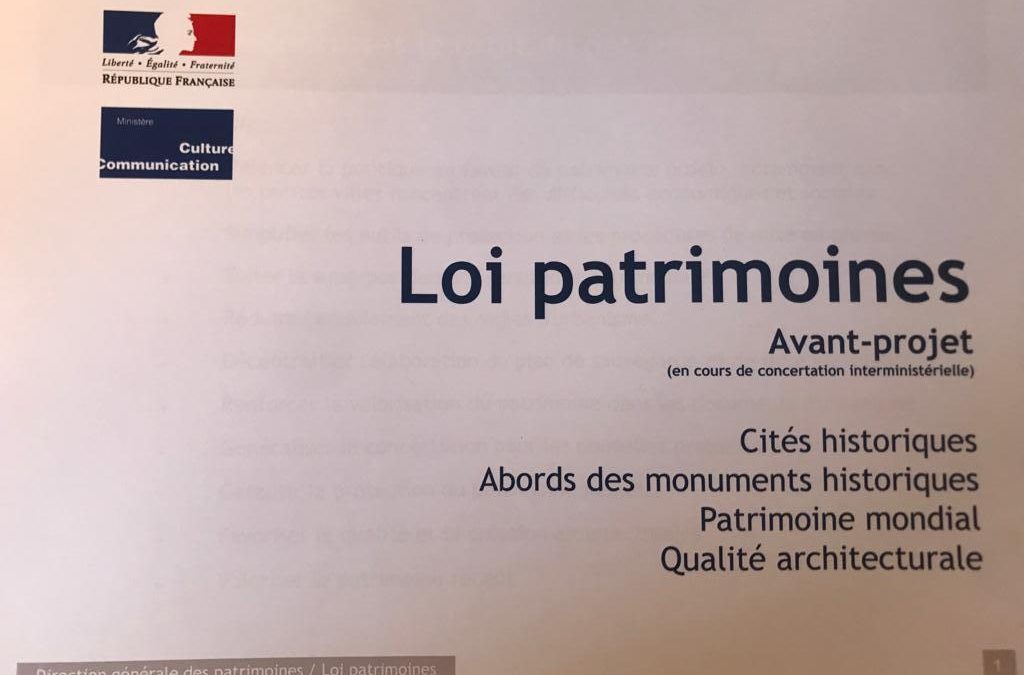 Loi patrimoines. Avant-projet